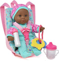 12 Inch Soft Body Black Baby Doll Travel Set with Booster Seat Carrier Z121