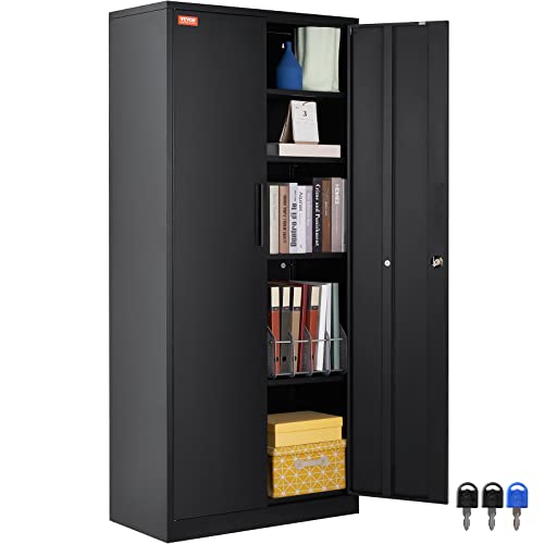 Black Metal Storage Cabinet with 4 Adjustable Shelves M896072