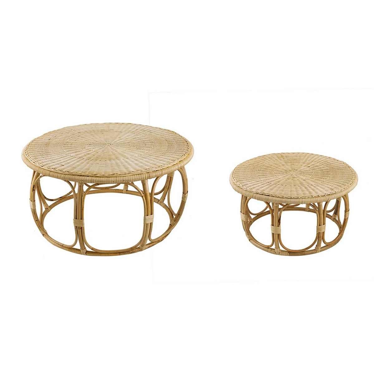 32, 40 Inch Handwoven Rattan Coffee Table Set of 2 S1221