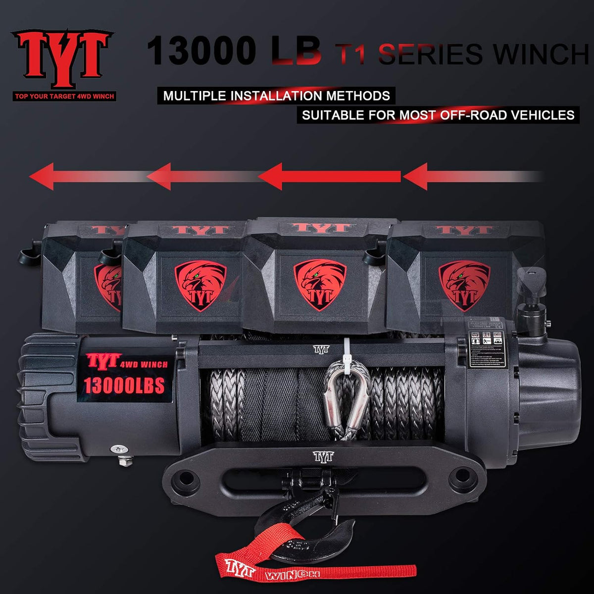 13000 lb. Waterproof Electric Winch with Synthetic Rope A929