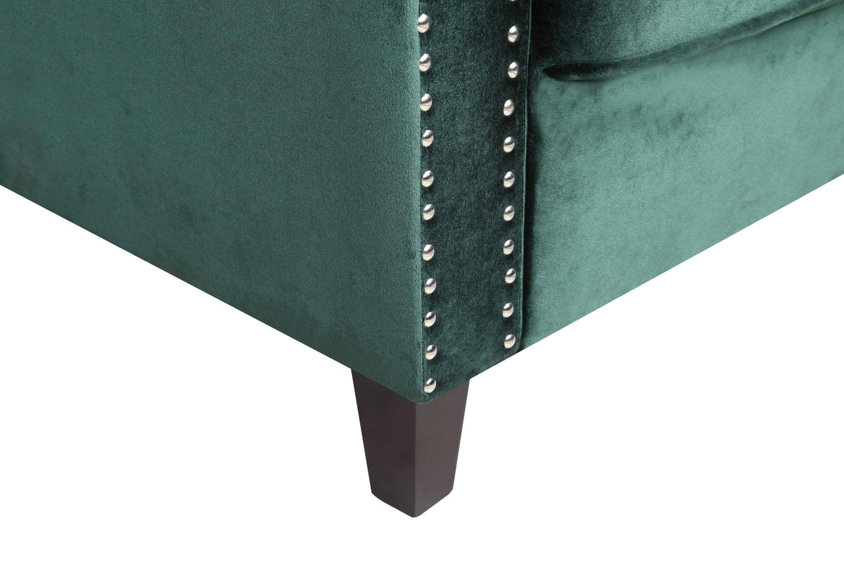 Espresso Finished Wood Legs Velvet Upholstered Swoop Arm Sofa X85724