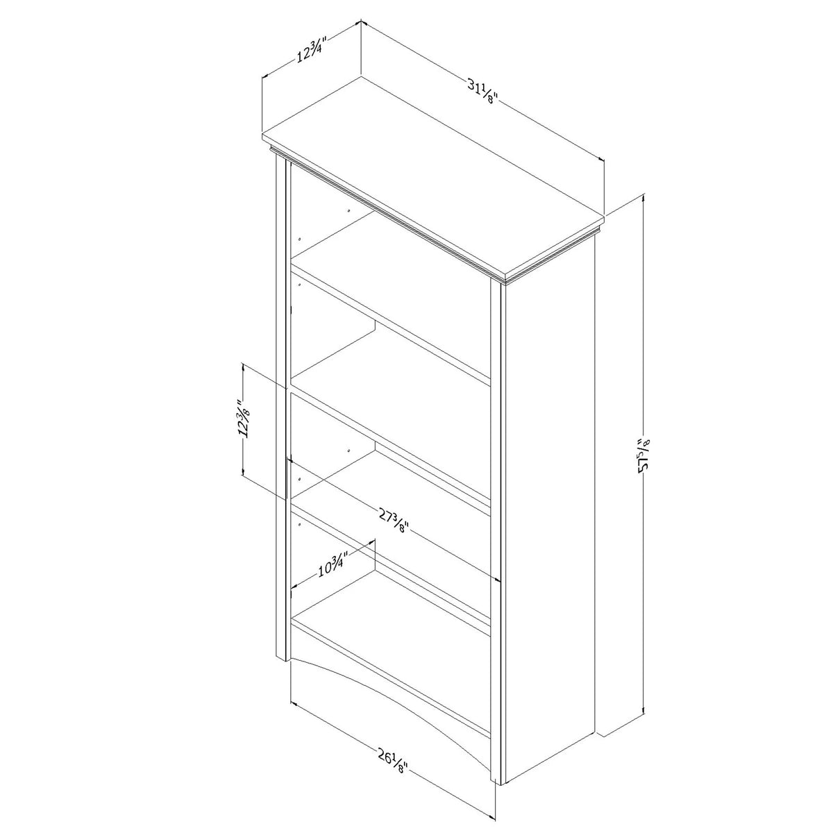 White 4-Shelf Bookcase Y42867