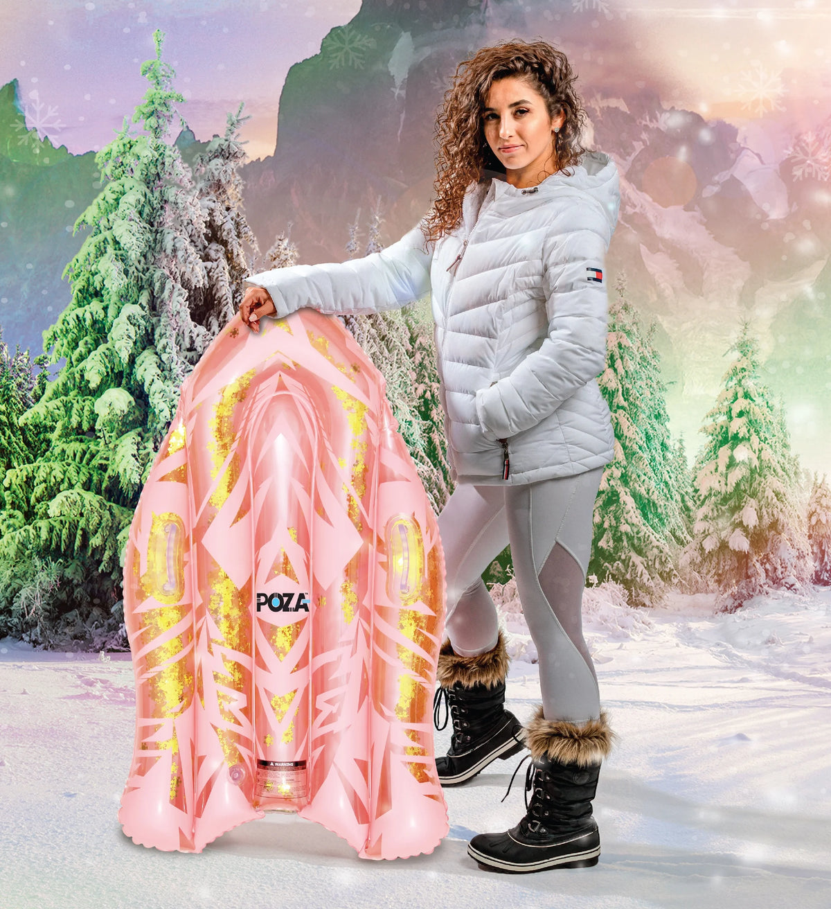 Inflatable Snow Sled Set of 3, Rose Gold, Gold, and Silver, 44 Inch N162