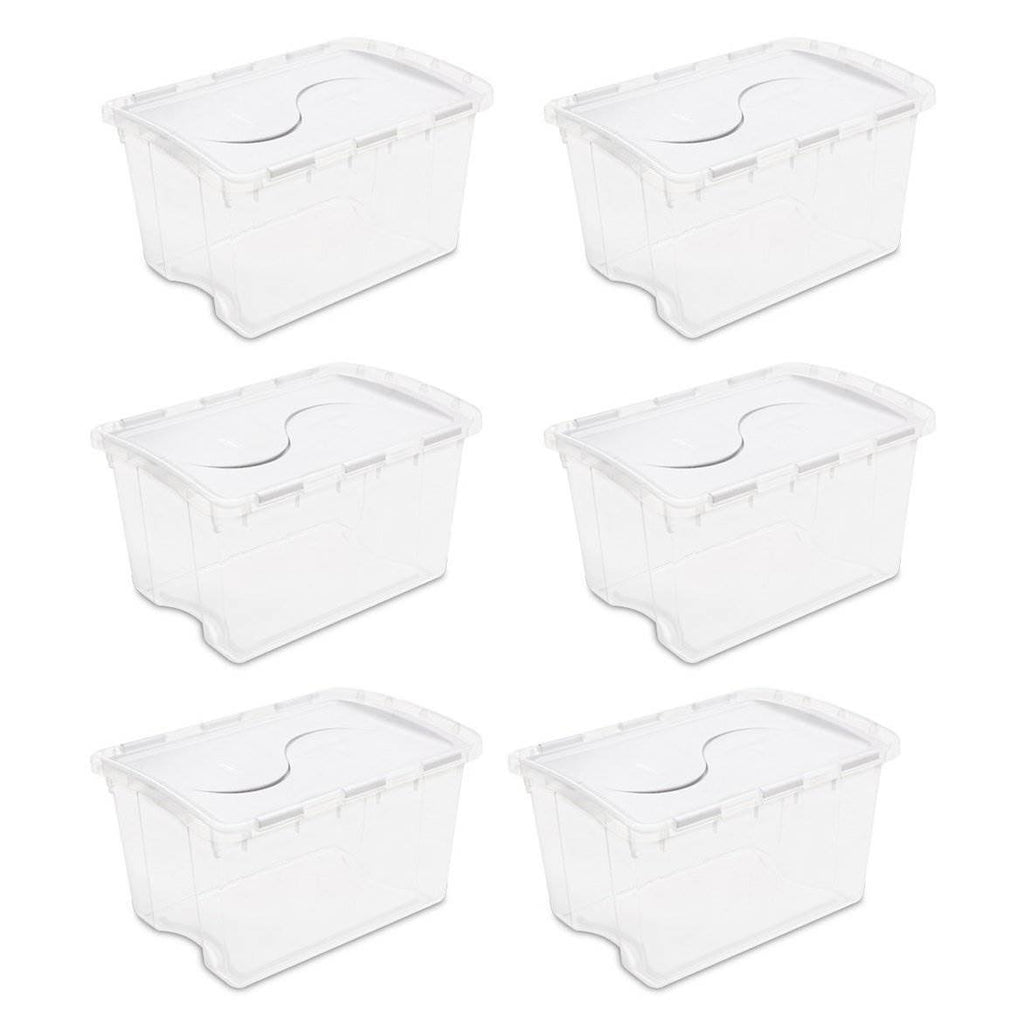48 Quart Clear Hinged Plastic Storage Container 6 Pack F810
