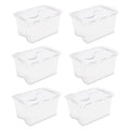 48 Quart Clear Hinged Plastic Storage Container 6 Pack F810