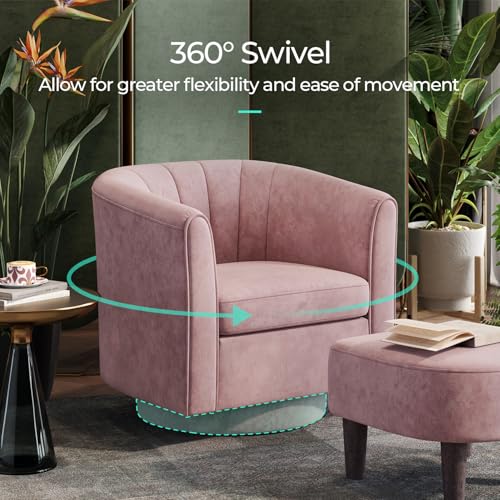 Yellow Velvet Swivel Accent Chair with Ottoman O68995