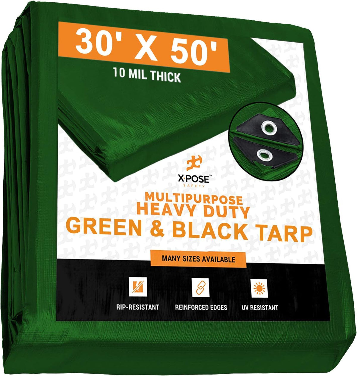 18' x 24' 10 Mil Waterproof Poly Tarp with Grommets Pack of 2 U43234