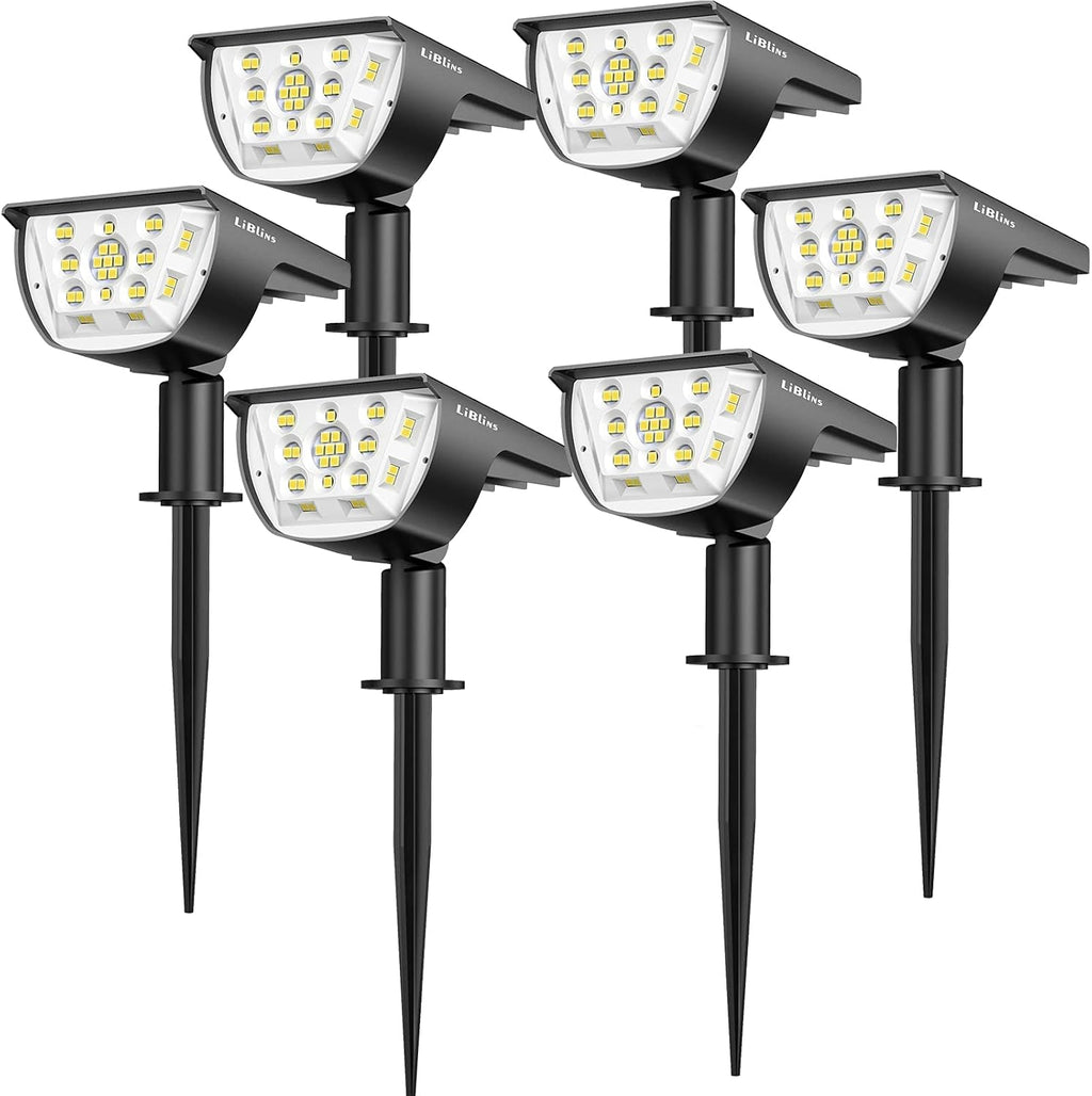 6 Pack IP67 Waterproof Solar Landscape Spotlights E556