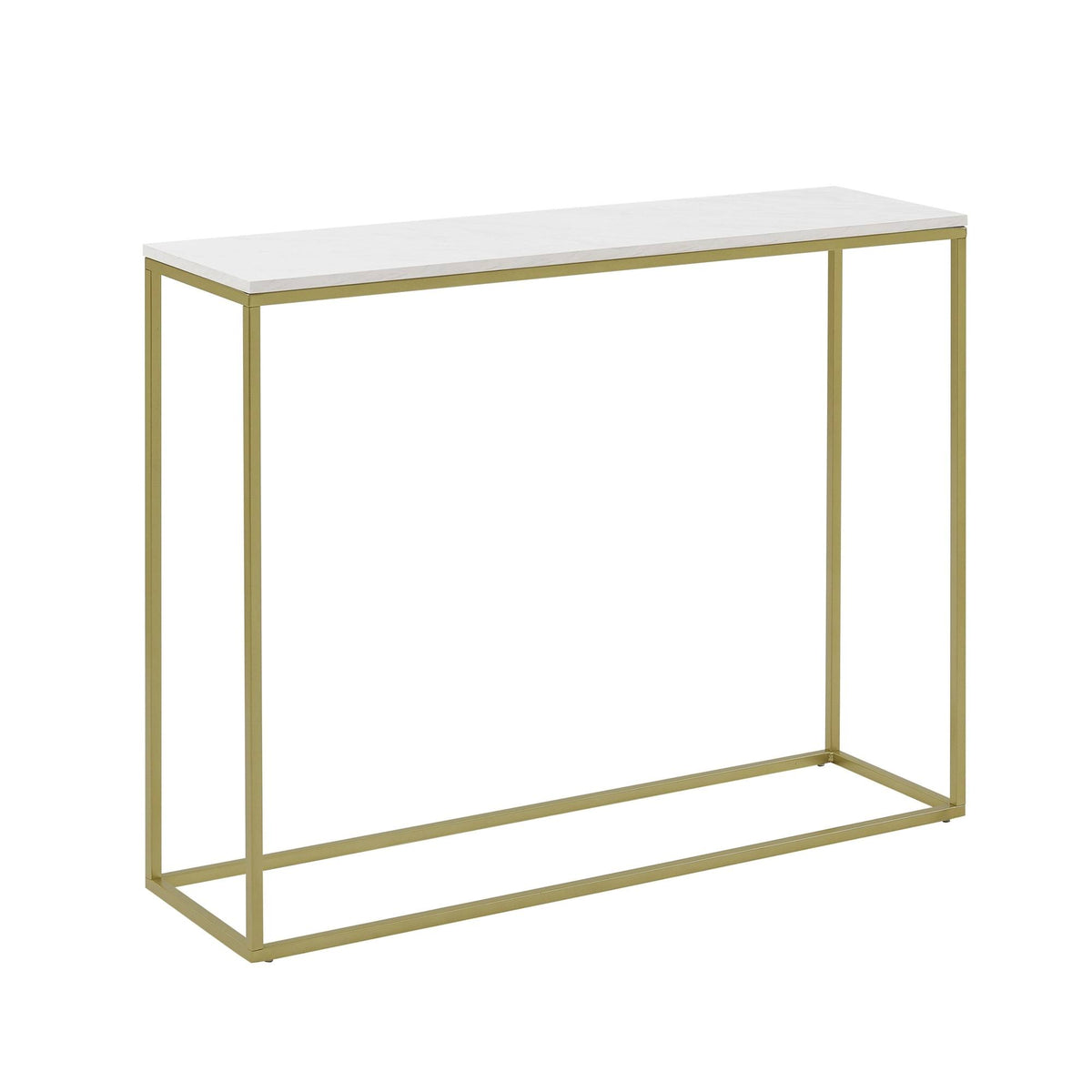 42-Inch Metal Entry Table White Faux Marble Gold Q7847