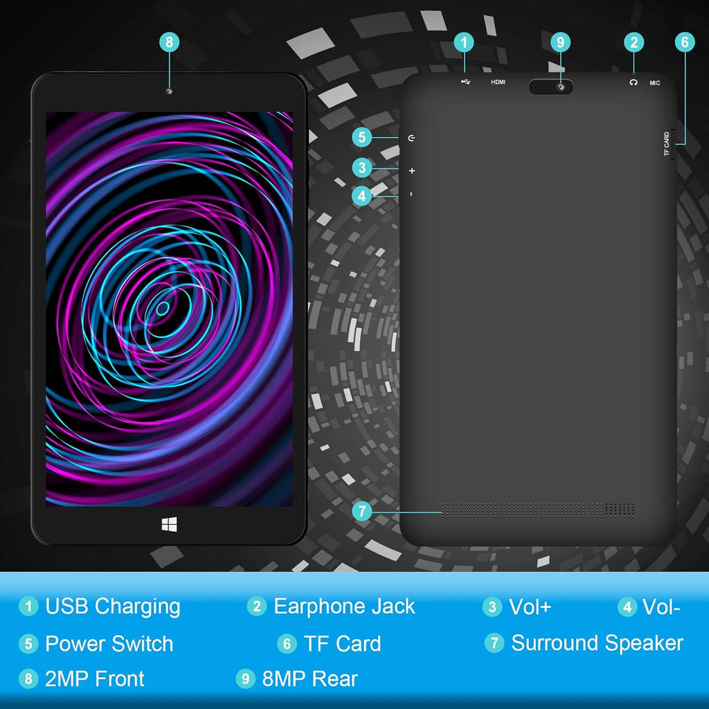 8 Windows Tablet with 1280x800 IPS HD Display Y372327