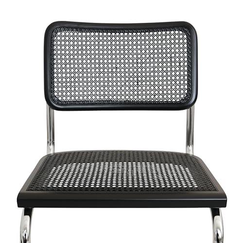 Walnut Wood & Natural Cane Cantilever Side Chair with Chrome Steel Frame O9282