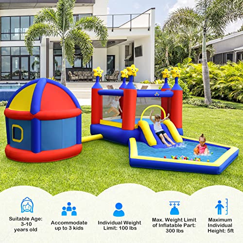 Inflatable Bounce House with Basketball Hoops and Ball Pit Pool R24032