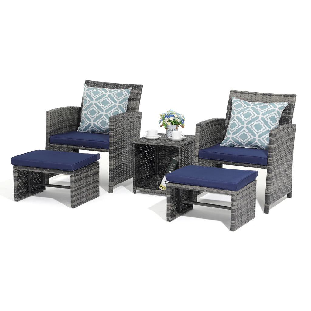 5 Piece Wicker Patio Furniture Set with Coffee Table V6138