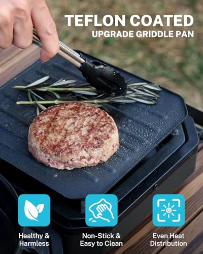 2 Burner Propane Camping Stove with Griddle & Grates Q971