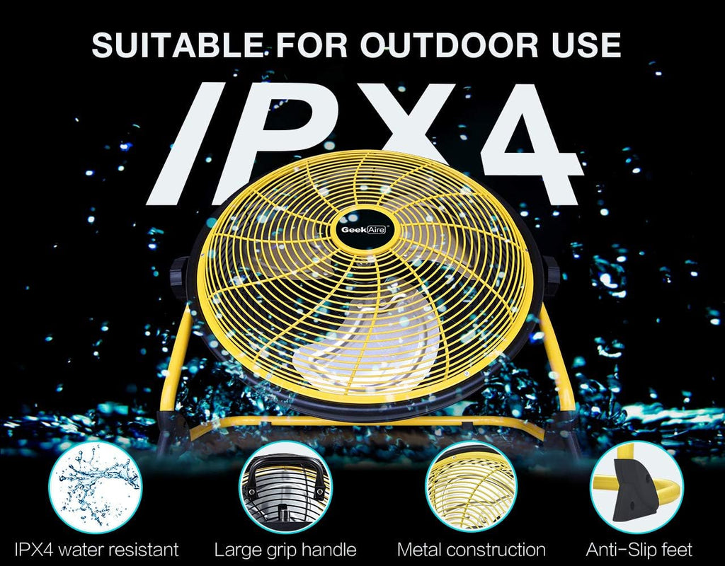16'' Rechargeable High Velocity Portable Floor Fan with Metal Blade J4309