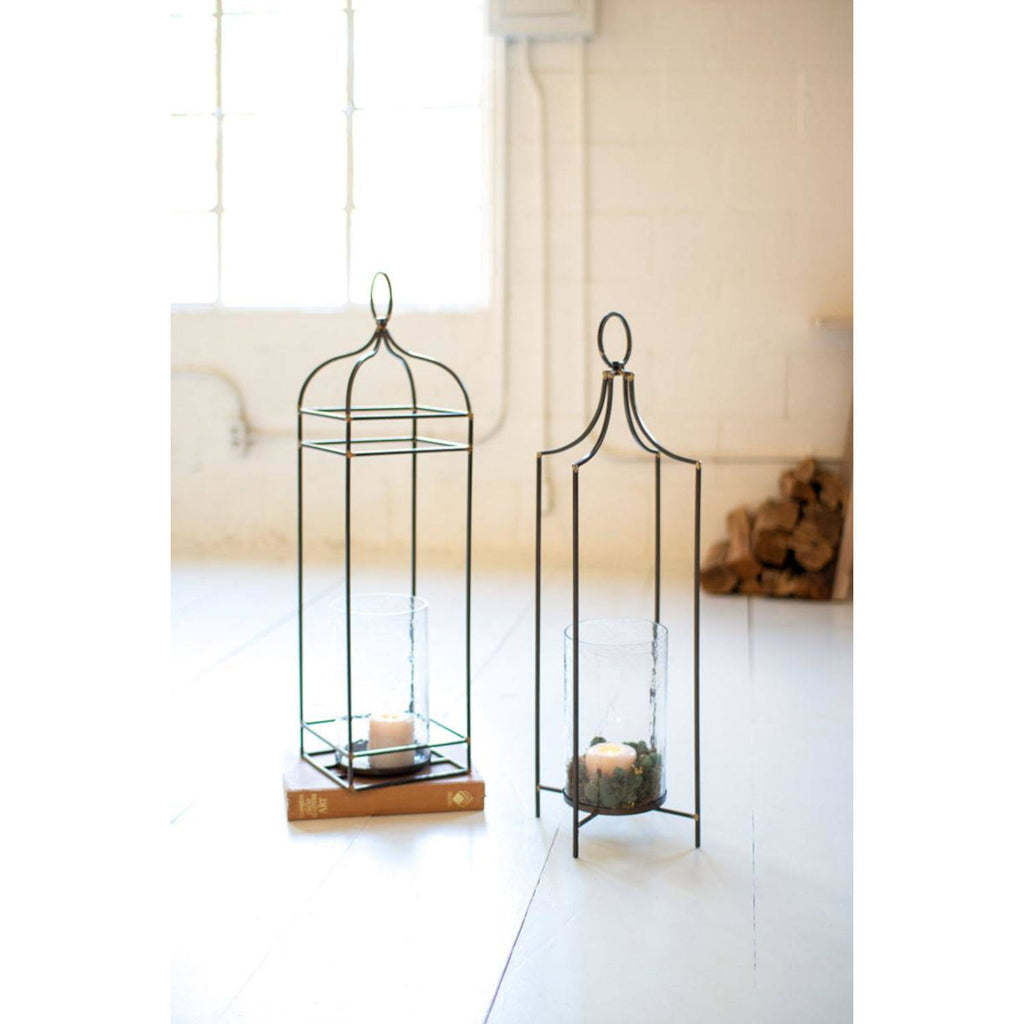 Black Iron Lantern with Glass Hurricane M77220