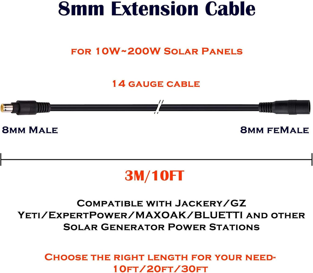 8mm Extension Cable 20Ft 6M DC 8mm Cord 14AWG G351
