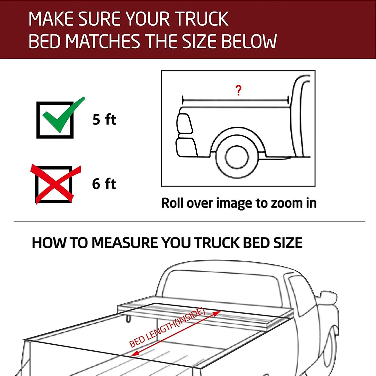 Hard Tri-Fold Truck Bed Tonneau Cover 5FT C592924