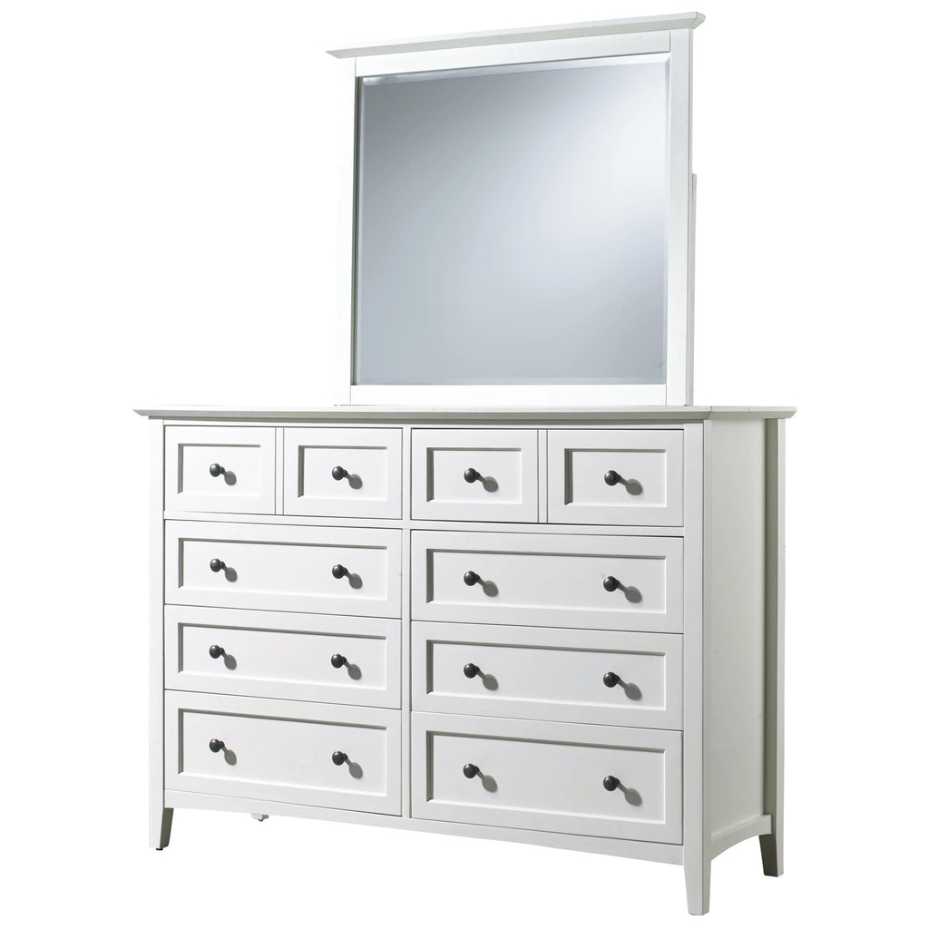 White Mahogany Dresser & Mirror I3890