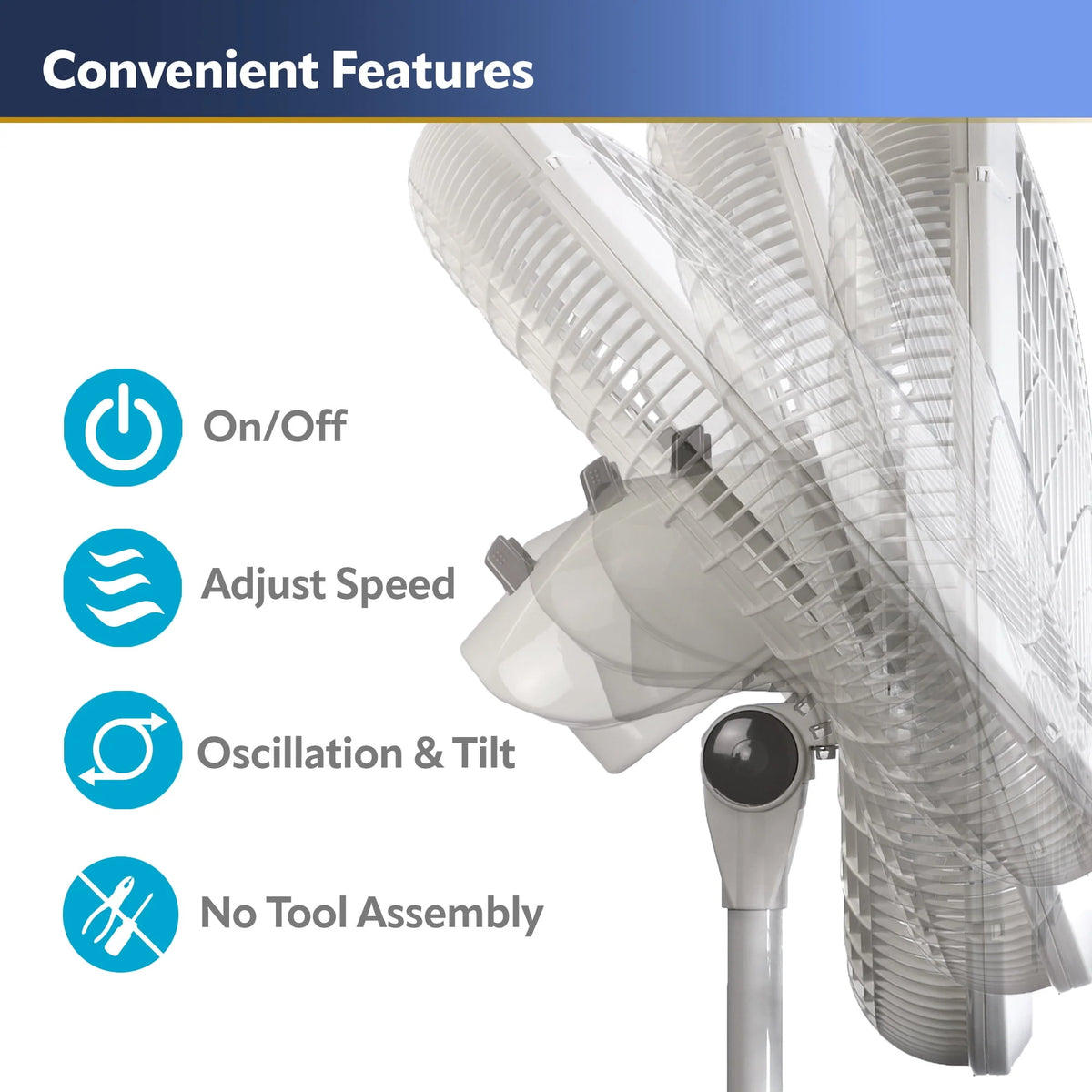 White 18 Inch 3-Speed Oscillating Pedestal Fan P1908