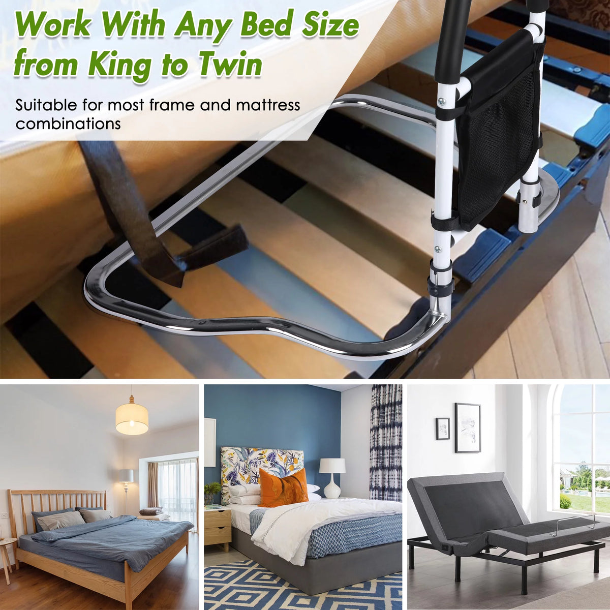 Bed Assist Rail with Anchor Strap and Storage Pocket L7497
