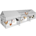 Metal Chicken Coop 87"×40" with Cover Chicken Run Pen Large Portable Chicken Playpen Enclosure H9754