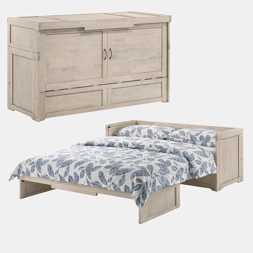 Rural Grey Twin XL Murphy Cabinet Bed with 6" Gel Memory Foam Mattress O801494