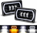 4x6 Led Headlight Halo White DRL Amber Turn Signal 2PC Pack D56531