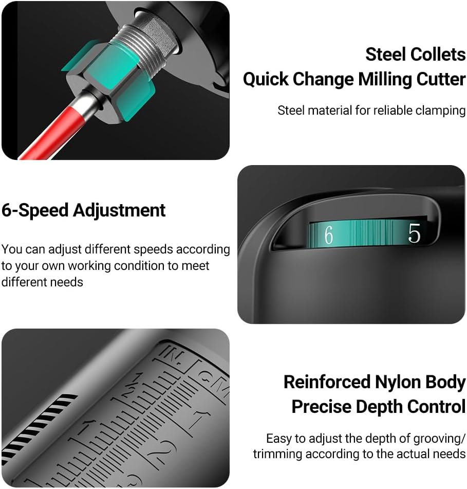 Electric Hand Trimmer Router 33000RPM 110V 800W 6.35mm Collets Q435127