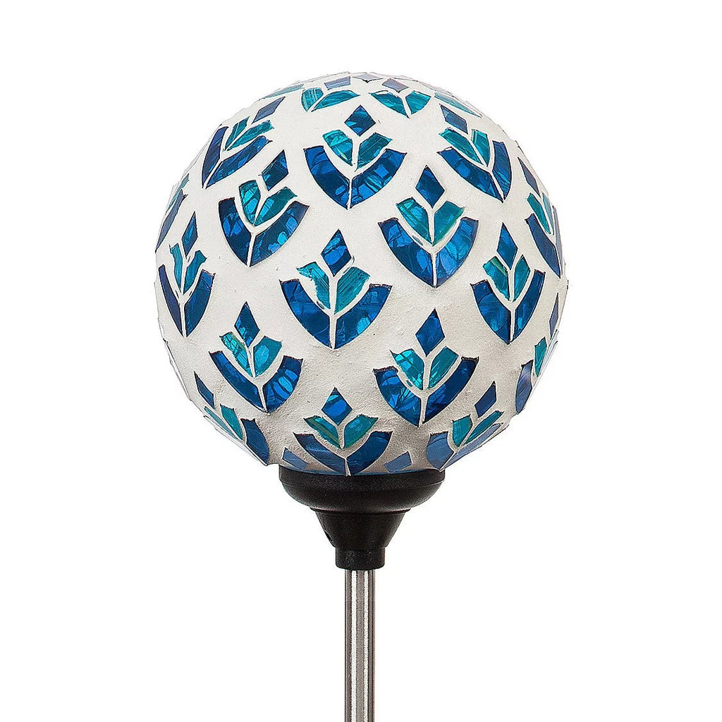 22"H Solar Mosaic Globe Garden Stakes, Peacork Blue R697858