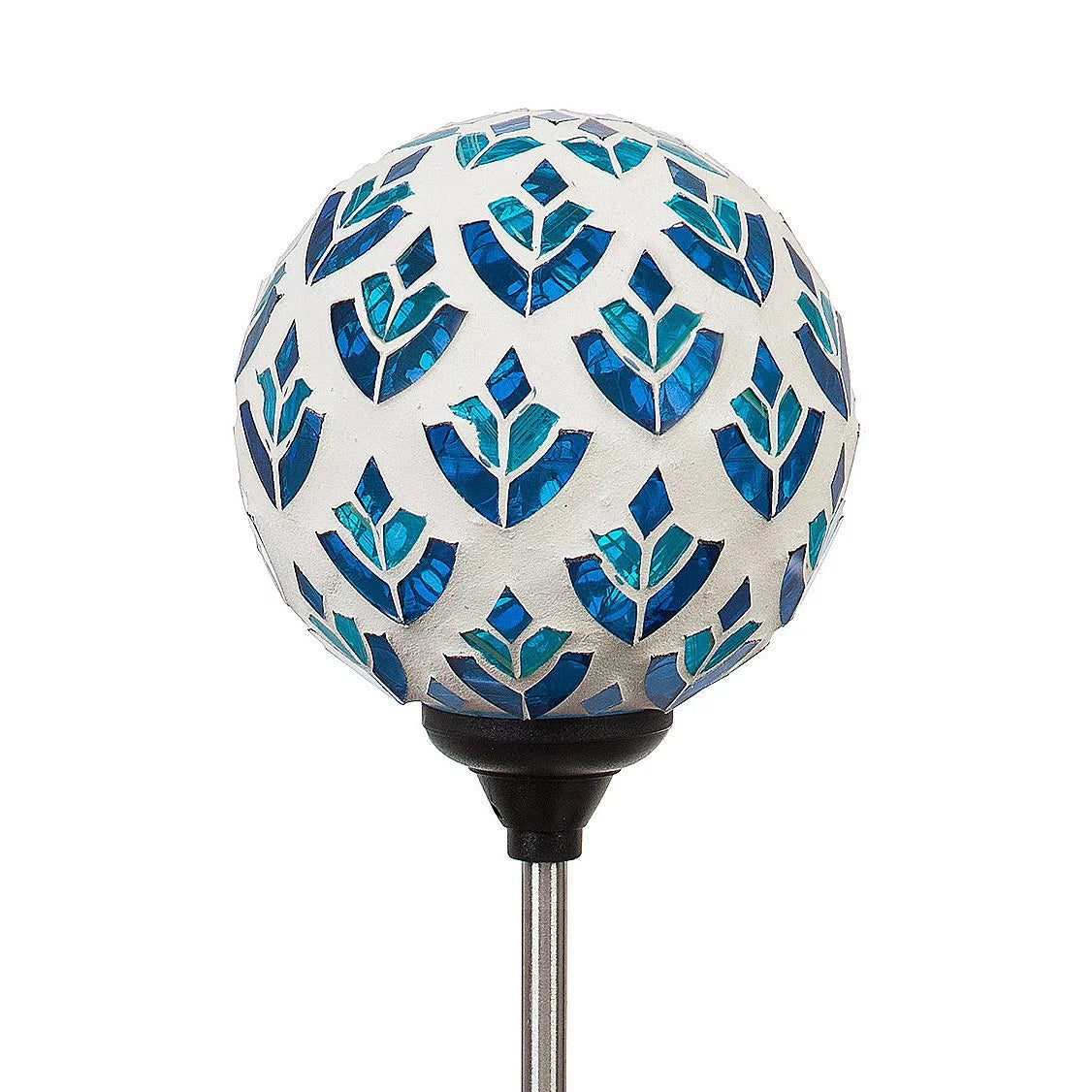 22"H Solar Mosaic Globe Garden Stakes, Peacork Blue R697858