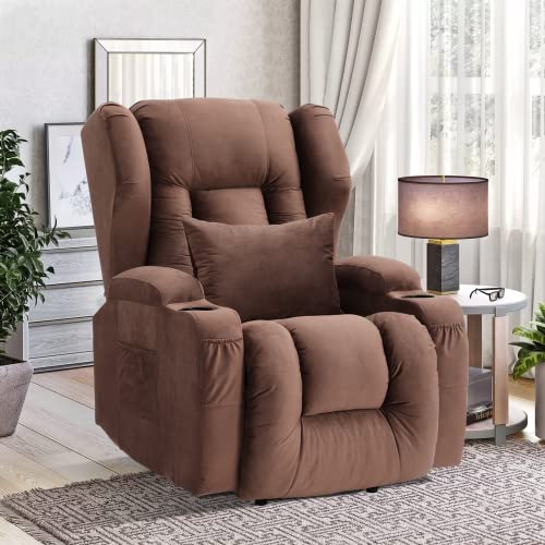 Velvet Electric Lift Recliner Chair with Massage and Heat, USB Ports, 2 Cup Holders U50793