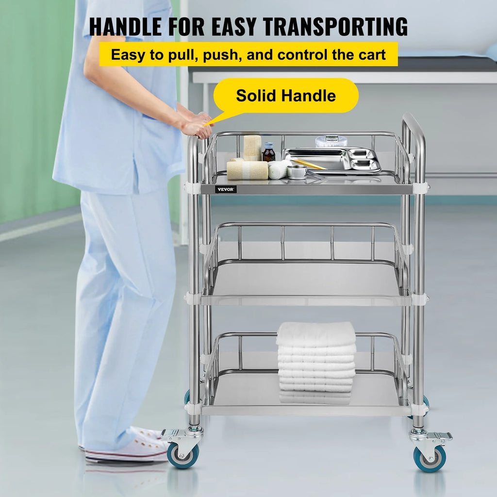 3-Layer Stainless Steel Lab Medical Equipment Cart M203897