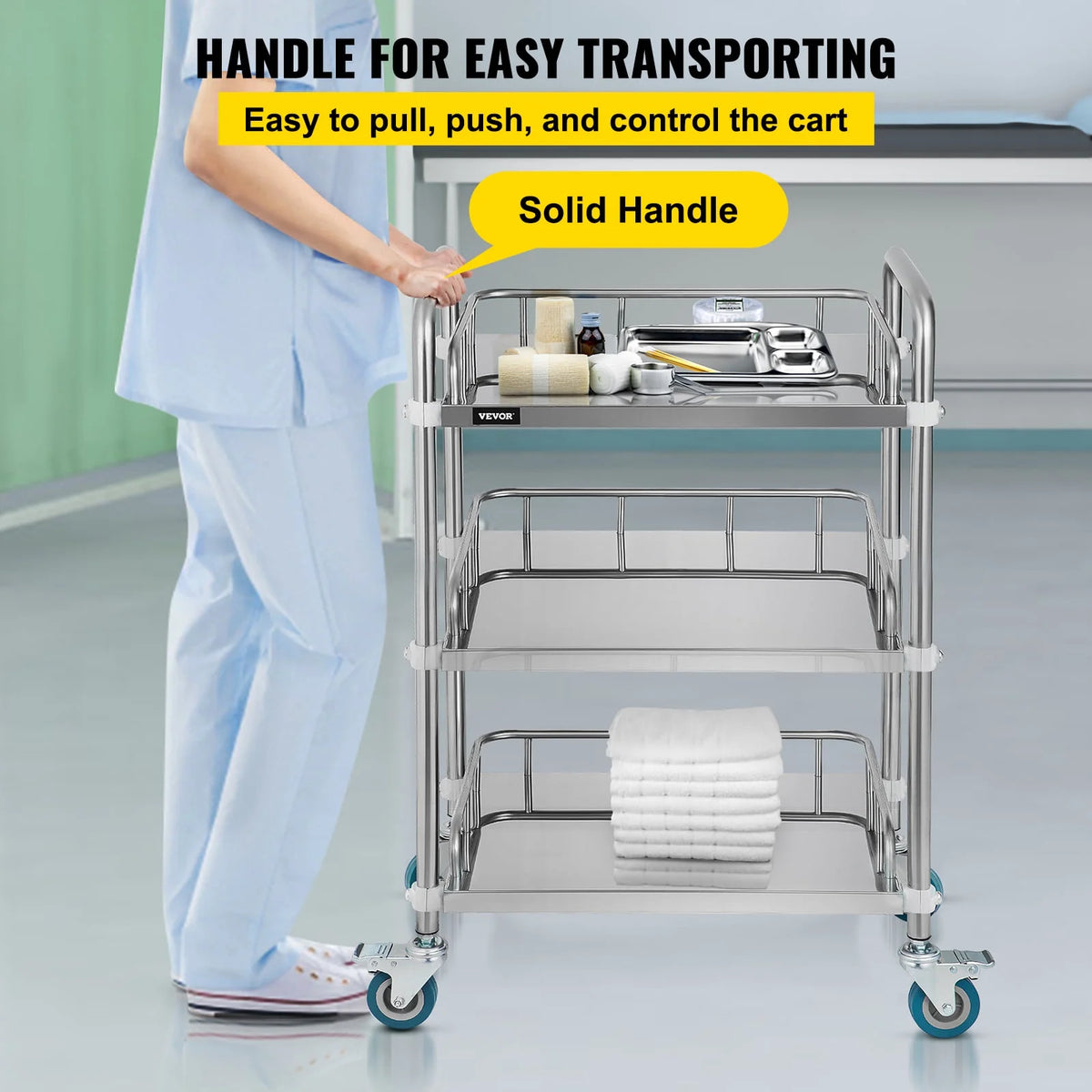 3-Layer Stainless Steel Lab Medical Equipment Cart M203897