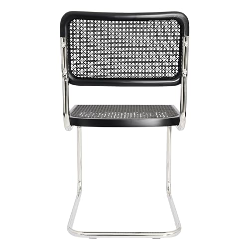 Walnut Wood & Natural Cane Cantilever Side Chair with Chrome Steel Frame O9282