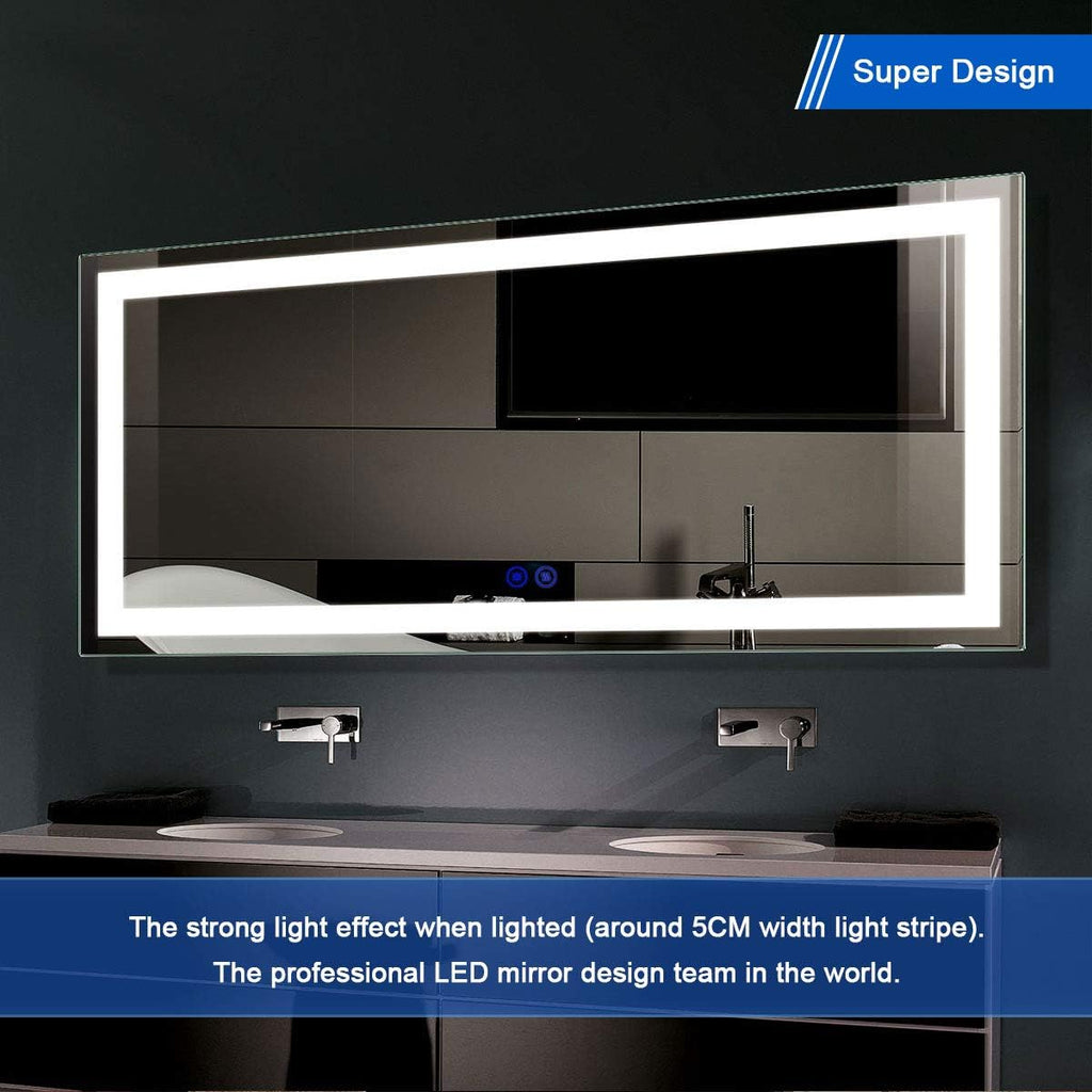60x28 in Dimmable Antifog LED Bathroom Mirror B282