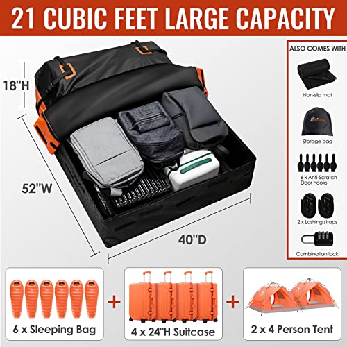 21 Cubic Feet Waterproof 840D Car Roof Bag with Anti-Slip Mat E588332