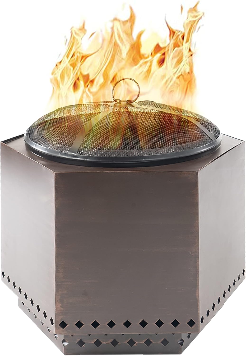 23.5 Inch Smokeless Wood Burning Outdoor Fire Pit with Stand, Spark Screen, & Waterproof Cover, Black K18185