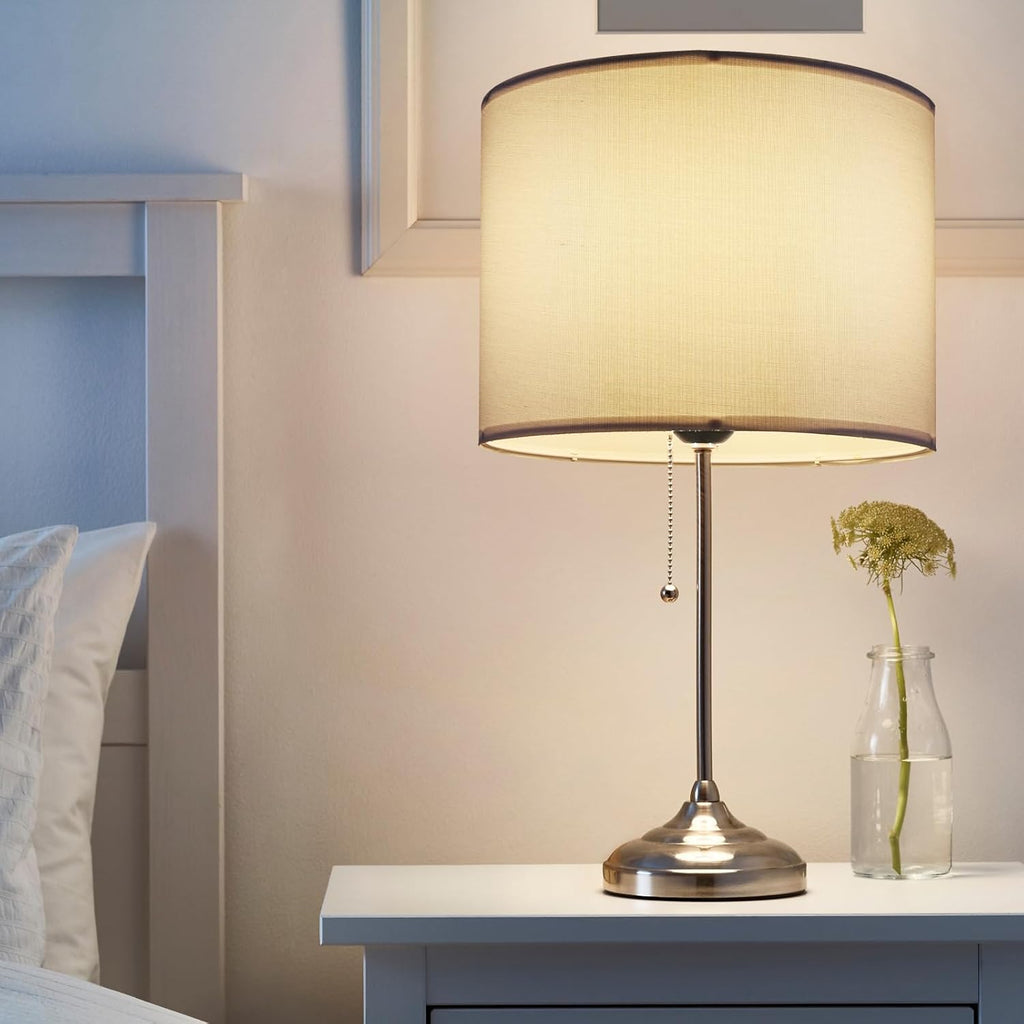 Set of 2 White Fabric Drum Lamp Shades, 12" x 12" x 8" P824