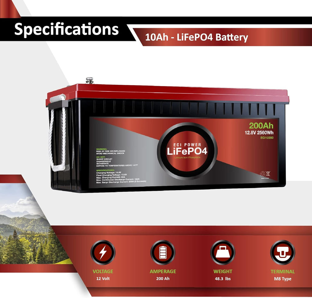 12V 10Ah Lithium LiFePO4 Deep Cycle Rechargeable Battery D8010