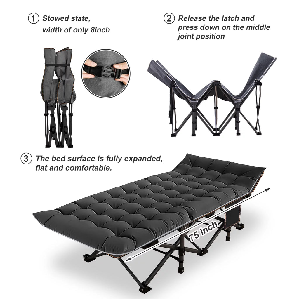 Oversized Folding Bed Cot with Mattress and Carry Bag J6094