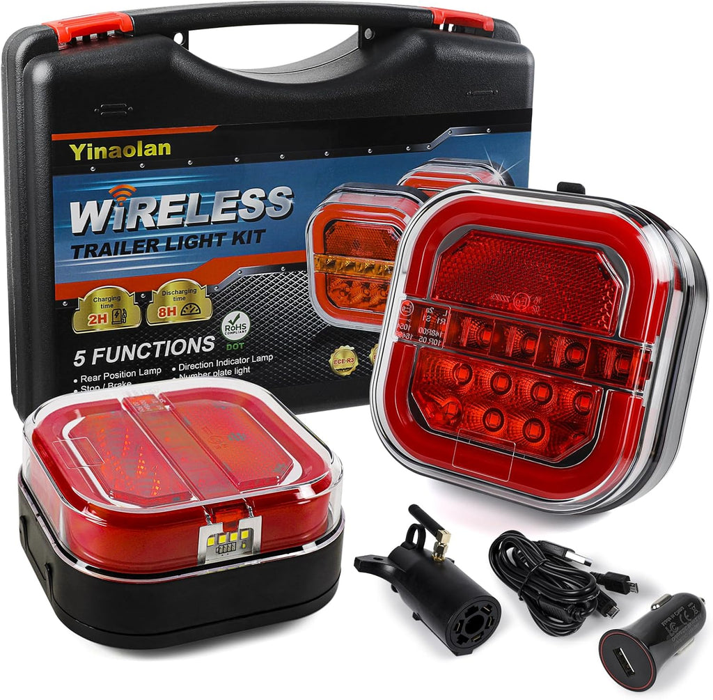 Magnetic Wireless LED Trailer Rear Lights Kit, 2PCS Rechargeable Universal LED Tail Light Kit Q4853