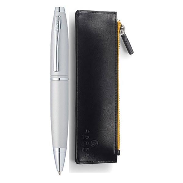 Satin Chrome Ballpoint Pen and Pouch Set Y77064