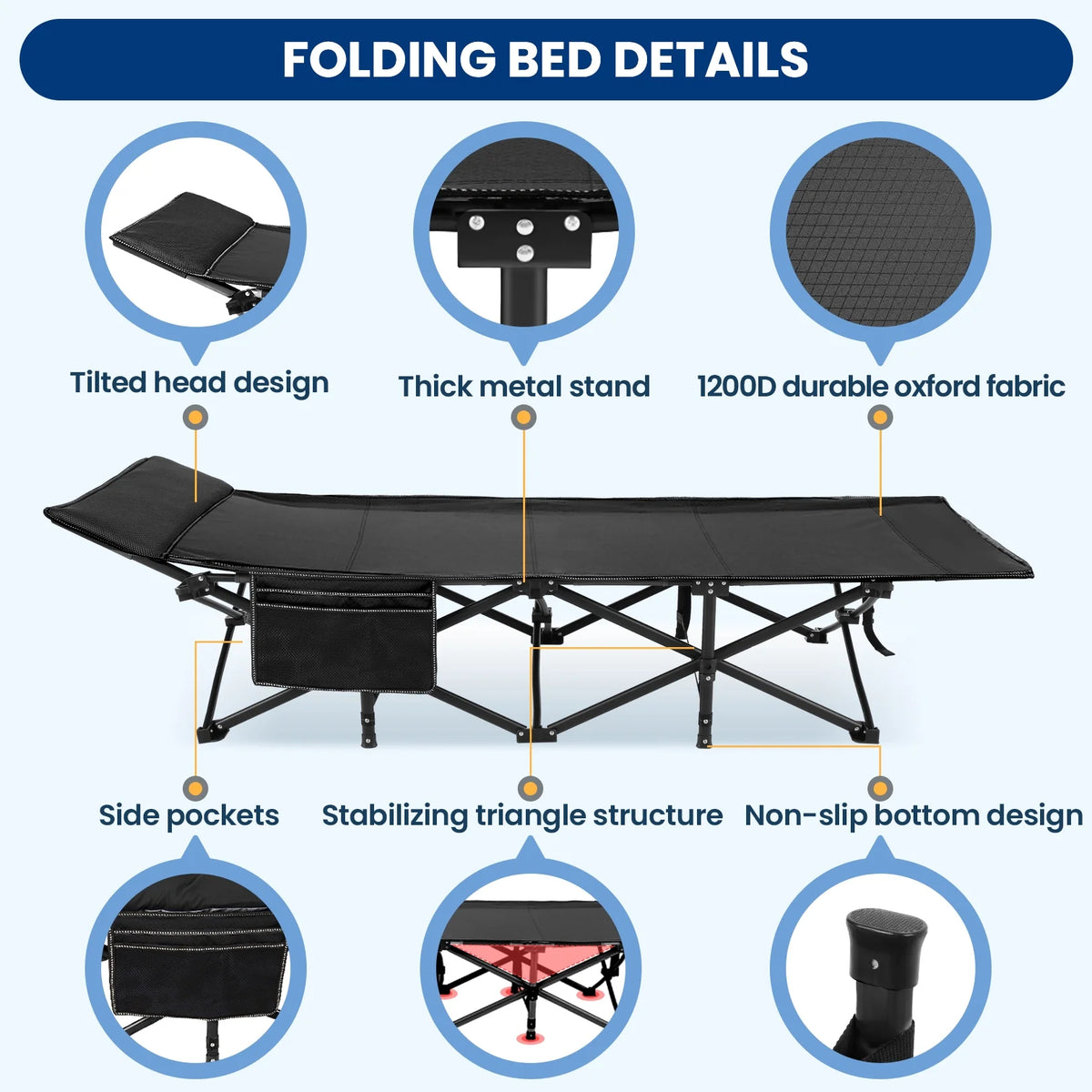 Portable Folding Bed with Removable Thick Mattress and Carry Bag Z33955