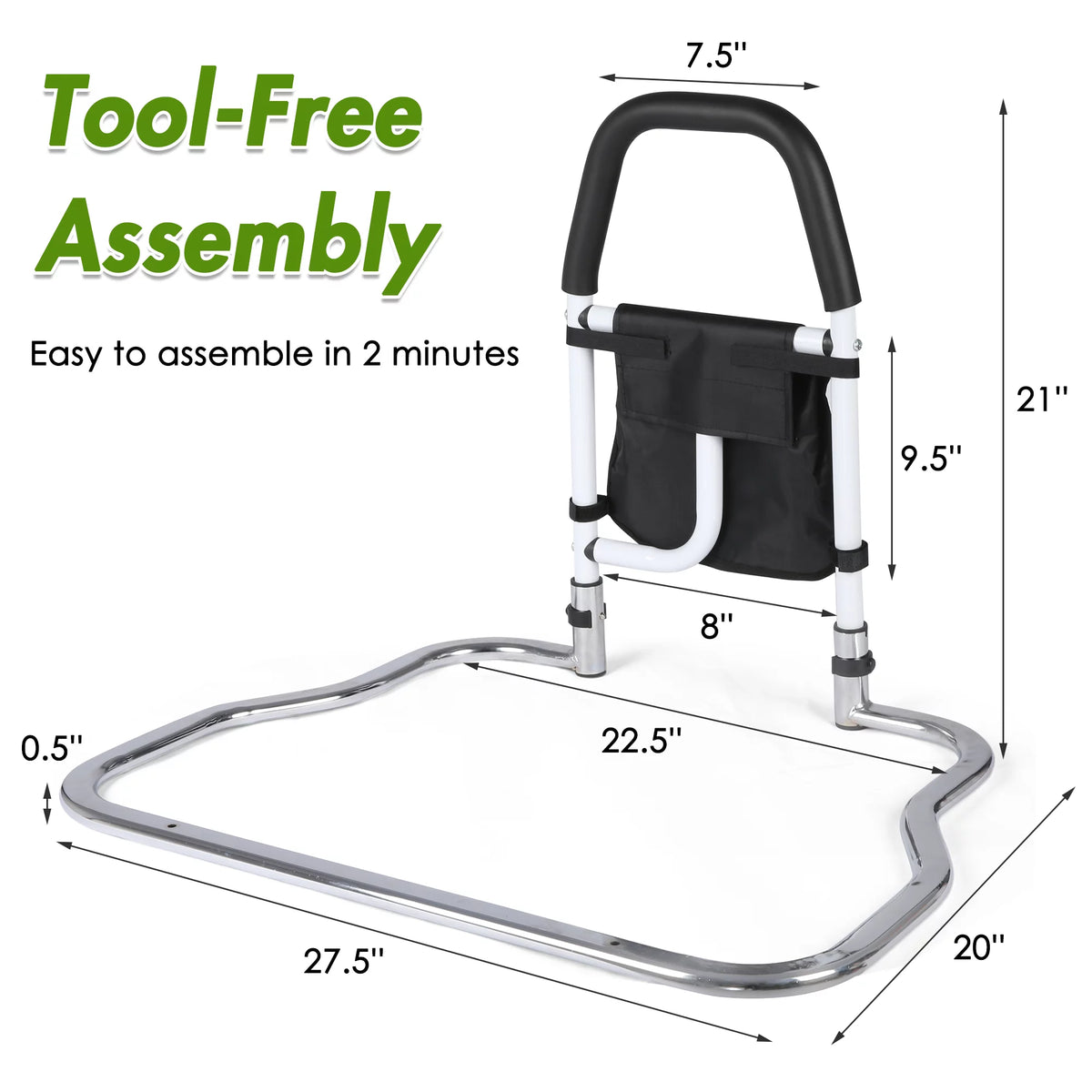 Bed Assist Rail with Anchor Strap and Storage Pocket L7497