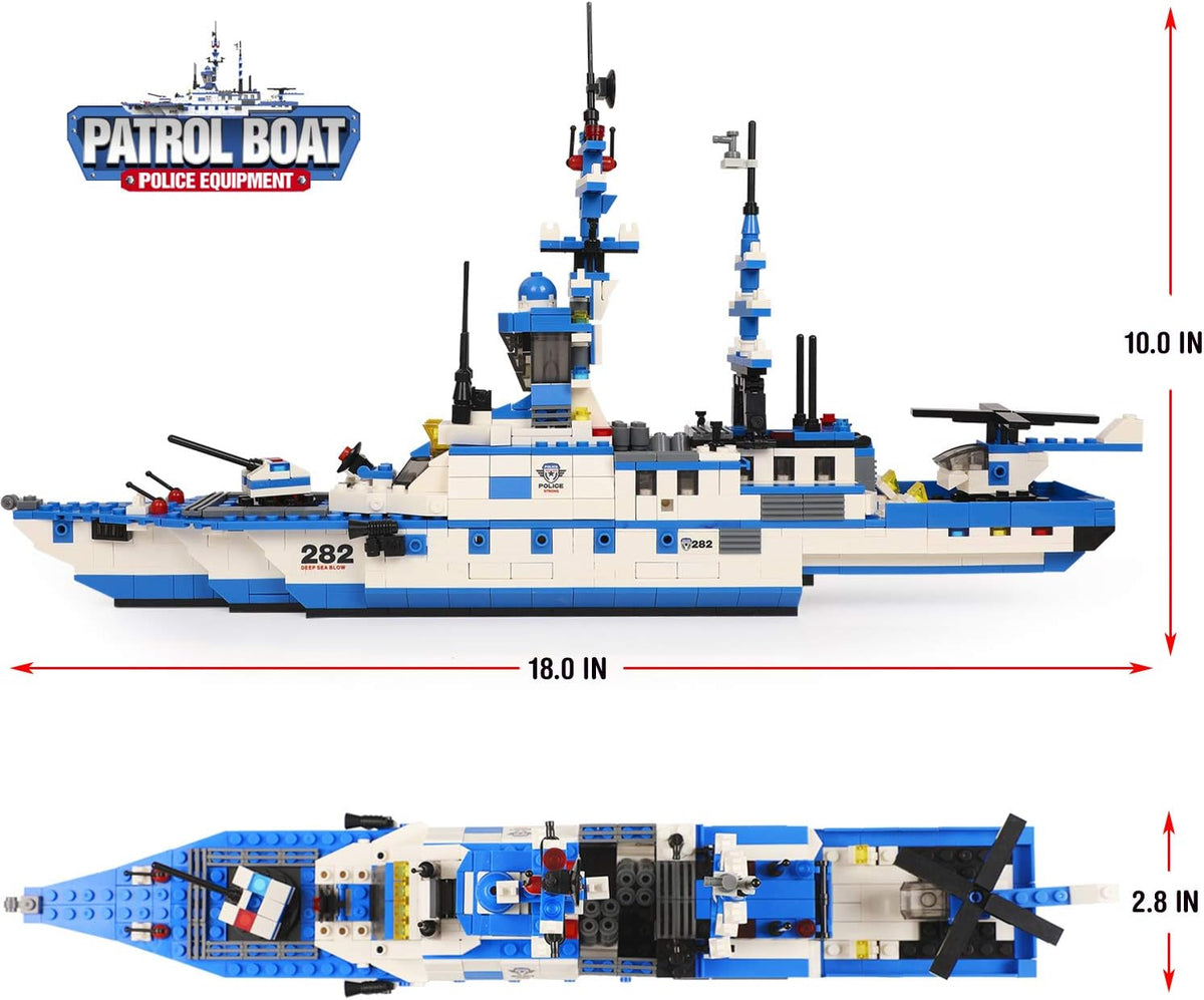1169 Pieces 6 in 1 City Police Building Blocks Kit with Storage Box K822