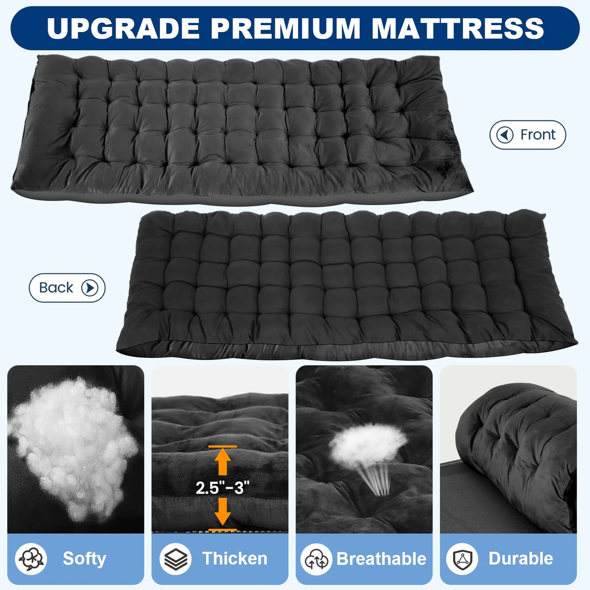 Portable Folding Bed with Removable Thick Mattress and Carry Bag Z33955
