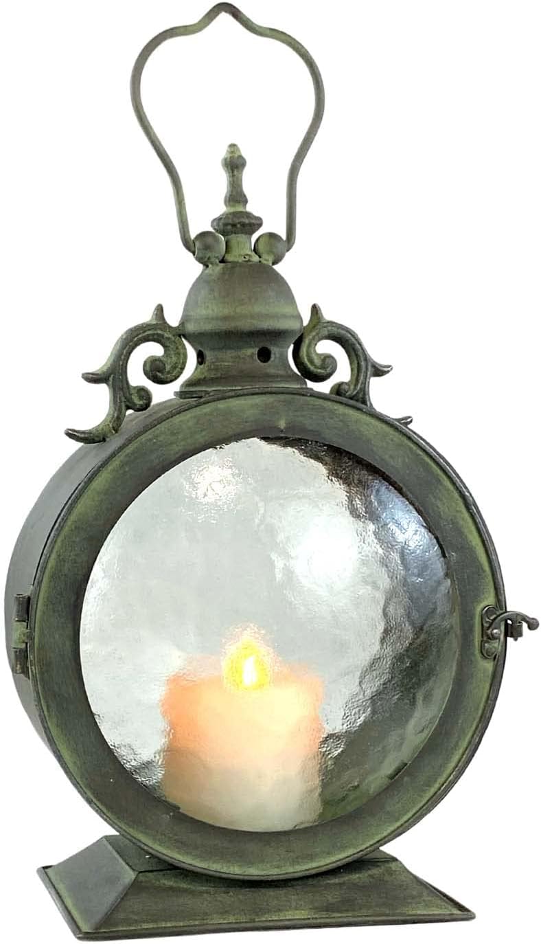 Metal Round Hanging Candle Lantern with Glass Insert N15622