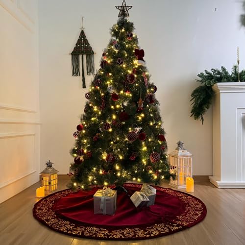 Burgundy Velvet Christmas Tree Skirt H48571