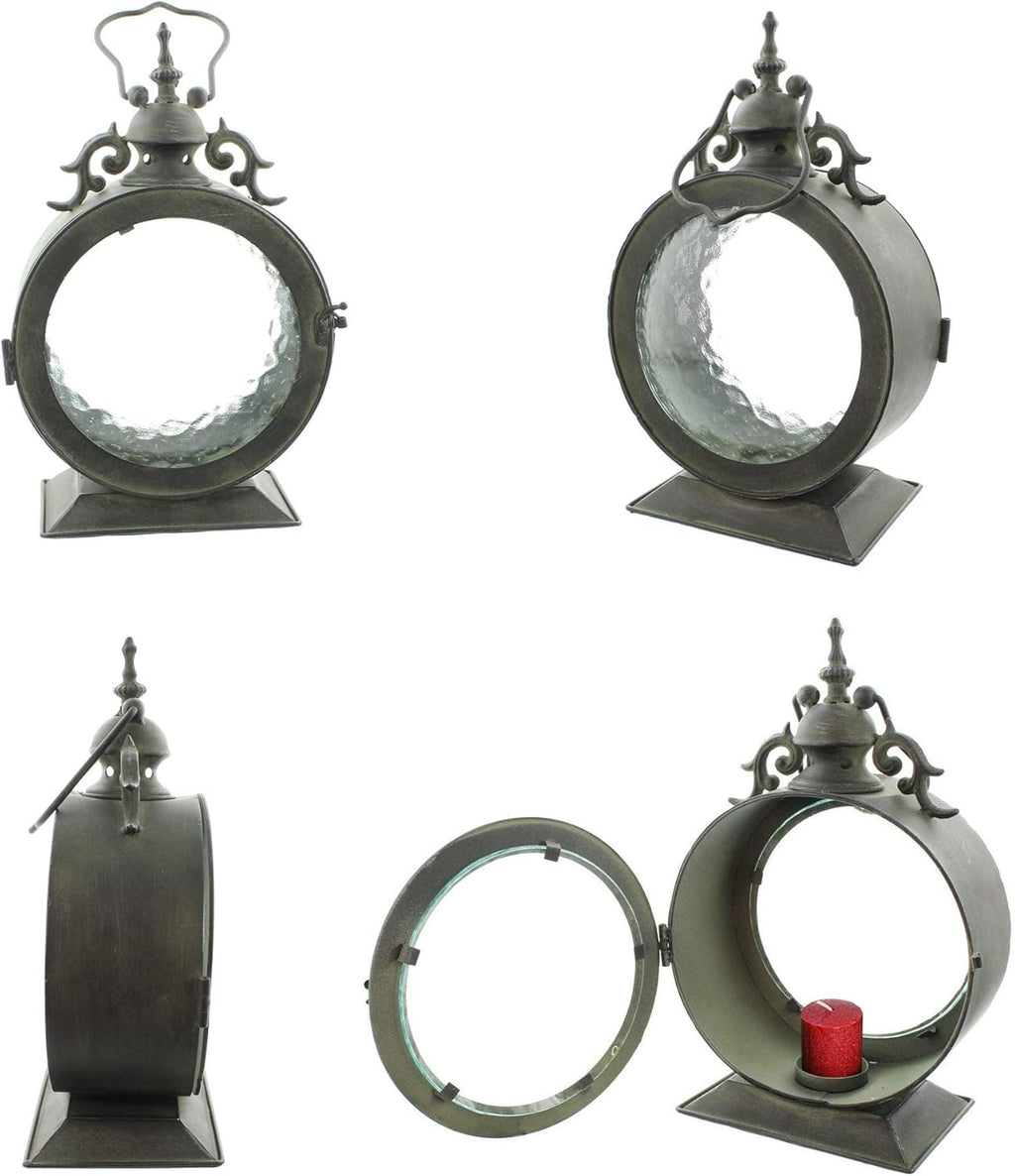 Metal Round Hanging Candle Lantern with Glass Insert N15622